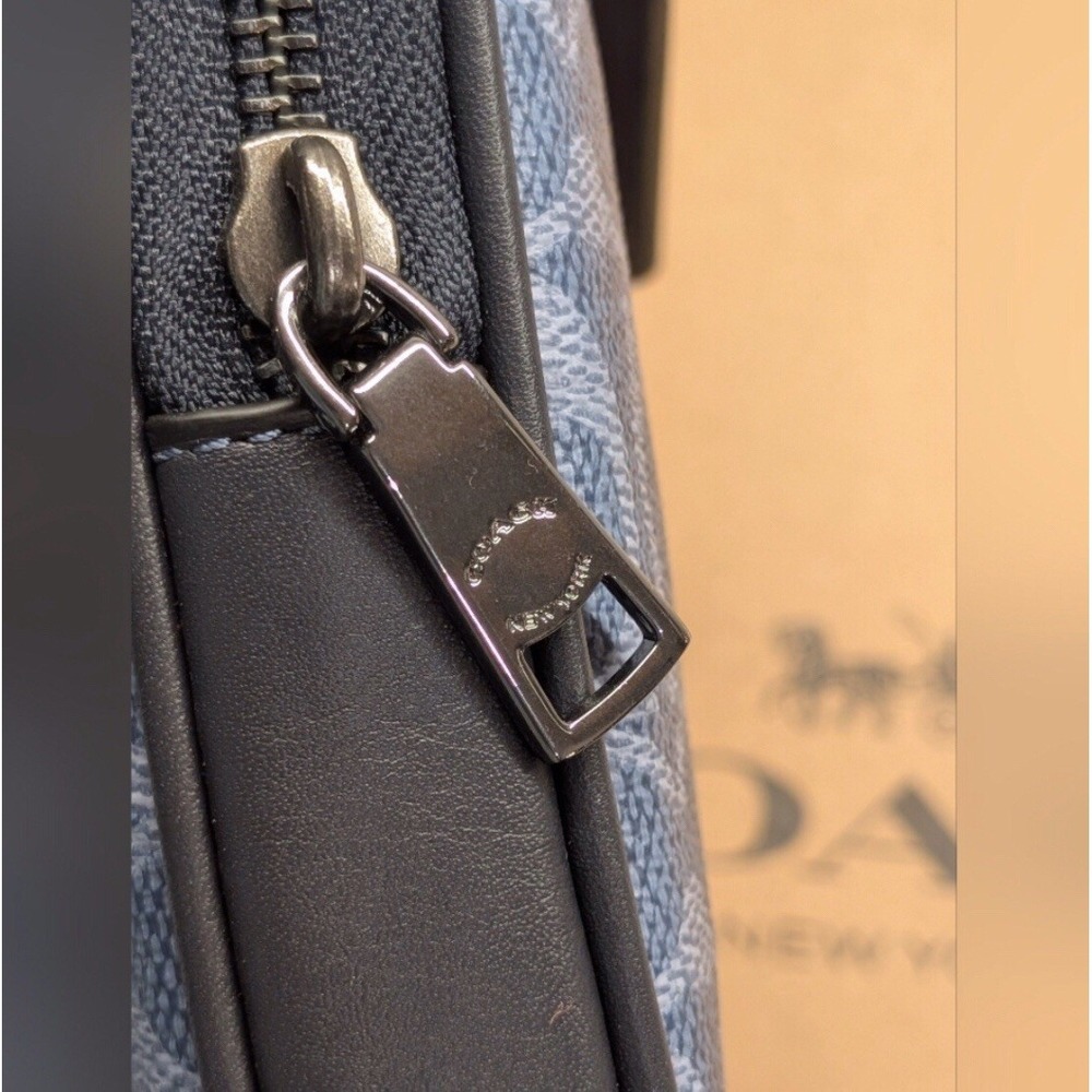 Coach Aden Crossbody Bag NWT Signature Canvas Blue Jacquard Leather Trim - Picture 5 of 13